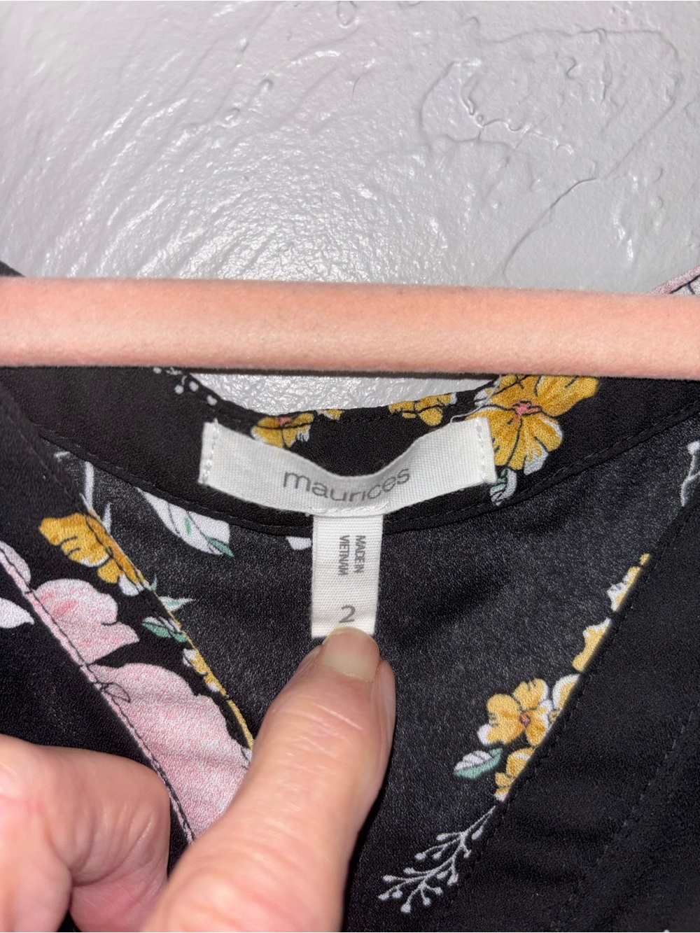 Maurices Black Floral V-Neck Sleeveless Blouse with Pink & Yellow Flowers - Picture 3 of 12
